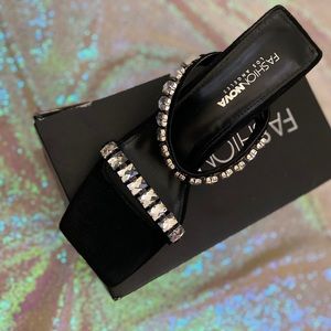 Black Suede Heeled Sandals